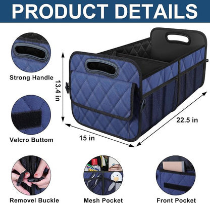 Deosk Car Trunk Organizer for SUV, Car Organizers and Storage with Reinforced Handles, Car Accessories for Women/Men 70L Waterproof Polyester Trunk Organizer(Large, Navy Blue)
