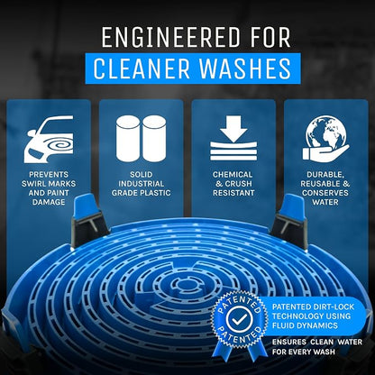 DETAIL GUARDZ Dirt Lock Car Wash Insert – Bucket Filter for 3–8 Gallon Round Pails – Traps Debris, Prevents Swirl Marks – Self-Locking Rubber Grips, Venturi Flow, Cleaning Tool (Blue)