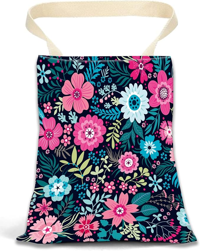 Car Garbage Can, Hanging Car Trash Can Bag for Vehicle, Travelling, Camping, Cute Car Back Seat Organizer, Cute Purple Flowers