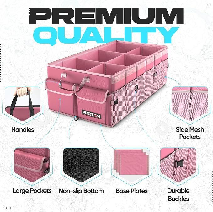 FORTEM Trunk Organizer For SUV Car Trunk Organizer, Foldable Storage, Car Accessories for Women Men, Collapsible Bag, 600D Oxford, Non Slip Bottom, Straps, Soft Cover (85L)