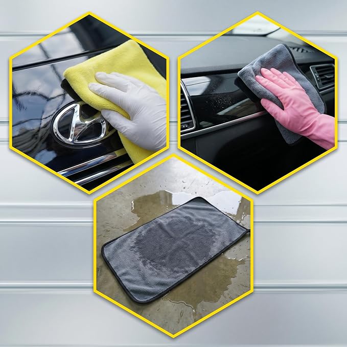 PARAROSE Microfiber Towels for Cars, 800GSM Car Drying Towel, Large Microfiber Cleaning Towels for Car Washing, Waxing, Buffing, Polishing, Scratch-Free Auto Detailing Towels, 6 Pack, 12 x 24 Inch