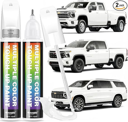 [2-PACK] for Chevrolet Touch Up Paint[Summit White(GAZ/WA8624)]-OEM-Equivalent, Fast-Drying Formula, Eco-Friendly Scratch Repair Kit for Deep Scratches