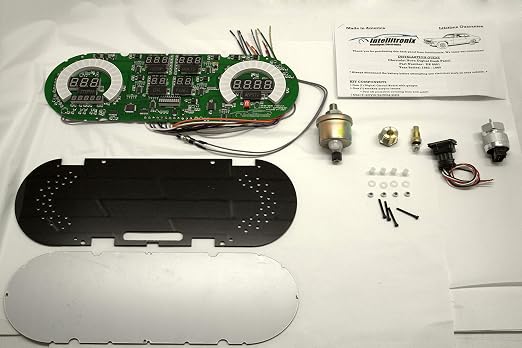Intellitronix 1962-1965 Chevy Nova LED Digital Gauge Panel - Direct Fit Dash Replacement Cluster - Speedometer, Tachometer, Fuel, Oil, Temp & Volts - DP8001 (Bezel Not Included) DP8001G