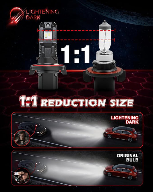H13 9008 Fog, 9008/H13 Bulbs +400% Bright 6500K Xenon White 24000LM Fanless Wireless Plug and Play Compatible with F150 F250 F350 Gladiator Wrangler Ram1500/2500/3500 (Pack of 2)