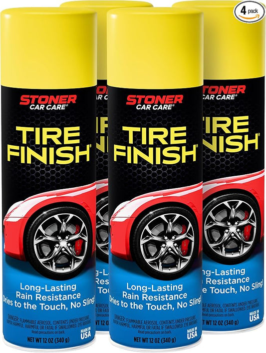 Stoner Car Care 91094-4PK More Shine Tire Finish – Tire Shine Spray Restores Deep Matte Black Finish with Long-Lasting Rain-Resistant Protection, Dry-to-Touch – 12 oz (Pack of 4)