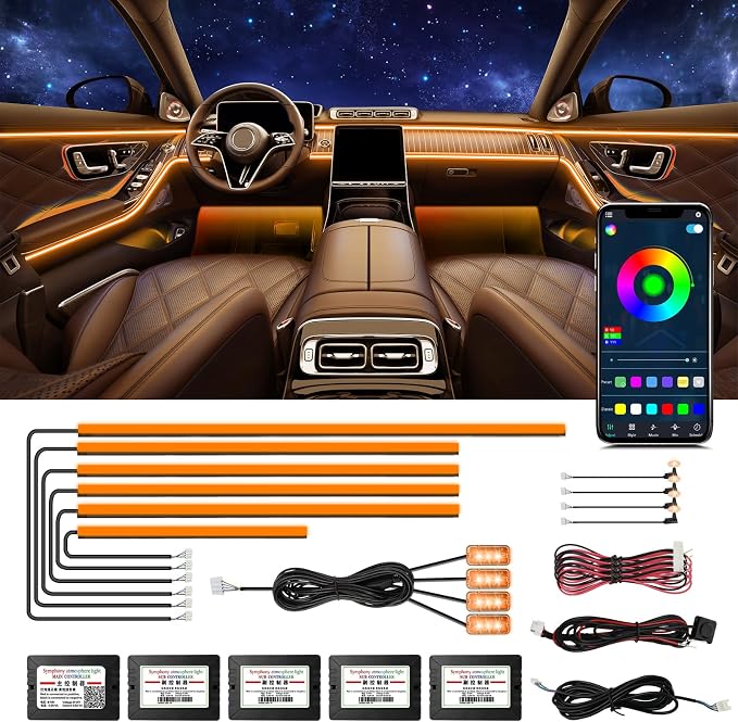 Acrylic Interior Car Lights, Car Accessories 14 in 1 Car LED Strip Lights with APP Control