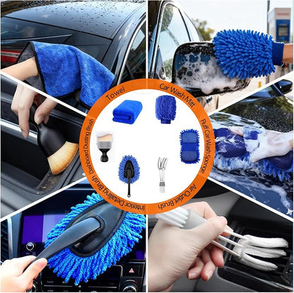 41Pcs Professional Car Detailing Kit, Car Wash Kit with Portable Handbag, Wet and Dry Use Car Cleaning Kit, Durable Drill Brush, Apply to Interior, Exterior, Wheels, Trucks, Motorcycles