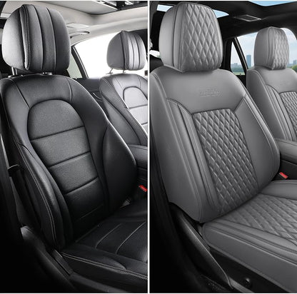 Front Car Seat Covers Set of 2,Universal Precision Fit Contoured High-Density Nappa Leather Waterproof Automotive Seat Covers Automotive Seat Covers & Accessories,Style1 Gray