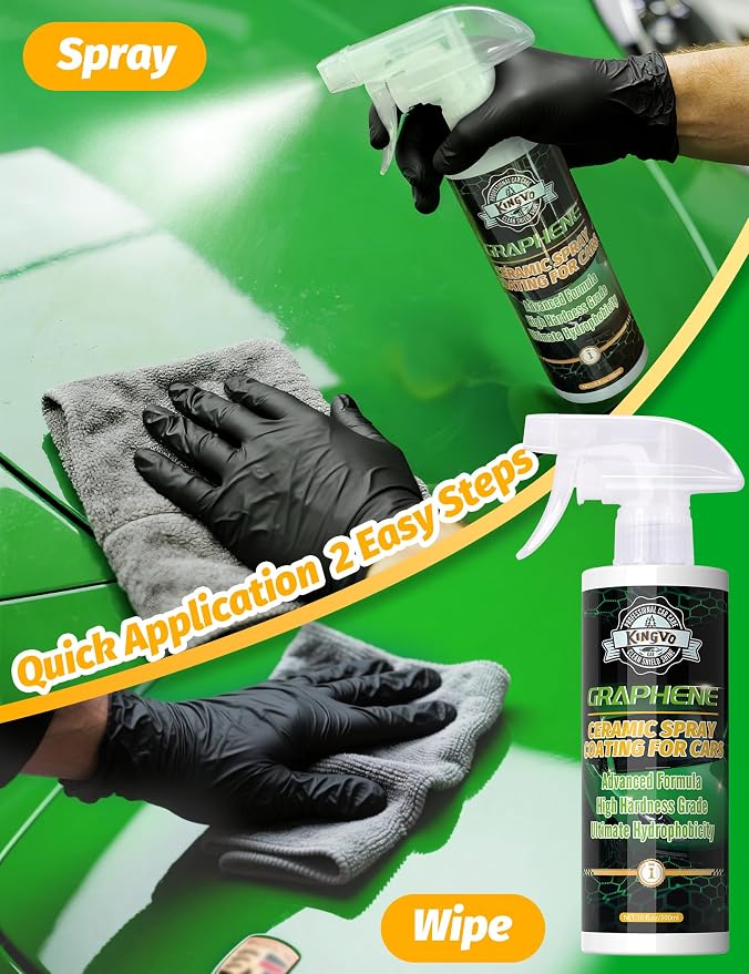 Kingvo Ceramic Spray Coating for Cars, Car Leather Conditioner Automotive Clear Coat Detail Spray Polishing Kit Leather Care Products