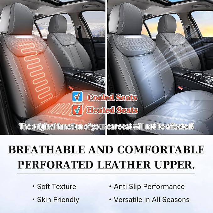 Coverado Car Seat Covers Front Seats, Luxury Nappa Leather Waterproof Seat Covers for Cars, Universal Front Seat Covers, Driver Seat Protector Automotive Interior Accessories Fit for Most Cars,(Gray)