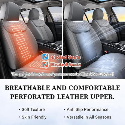 Coverado Car Seat Covers Front Seats, Luxury Nappa Leather Waterproof Seat Covers for Cars, Universal Front Seat Covers, Driver Seat Protector Automotive Interior Accessories Fit for Most Cars,(Gray)