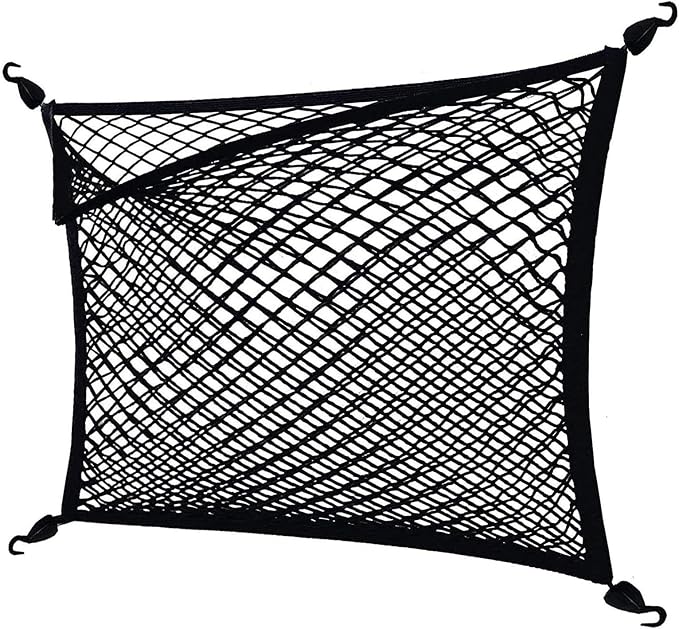 Cargo Net for Pickup Truck Bed, Trucks Cargo Net Mesh Organizer, 4'x4' Stretch to 7'x7' Highly Elastic Truck Bed Net for Camping, Trip Luggage, Compatible with Trailer, Ford, Chevrolet, Dodge
