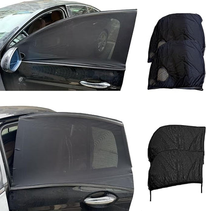 Car Window Screens for Side Windows, OUTTDID 4 Pack Side Window Sun Shades,Stretchy Mosquito Net Cover Fit Cars SUVs - Front & Rear