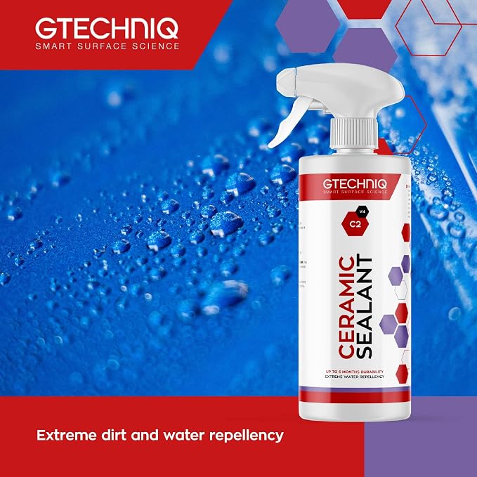Gtechniq C2 Ceramic Sealant for Cars, 169 fl oz | Protects Paintwork, Trim, Tires and Windows, Extreme Dirt Repellent, High Shine, UV Protection, Enhances Water-Repellence, Easy to Apply