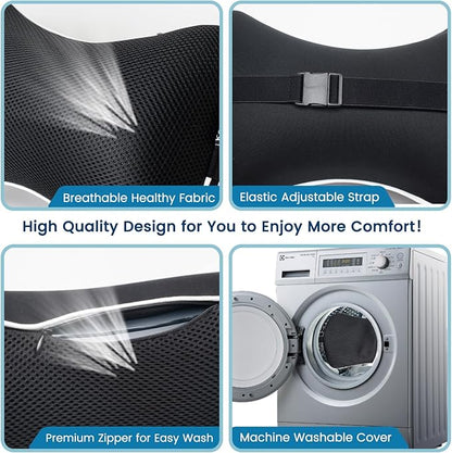 Keemall Inflatable Car Neck Pillow, Soft Headrest Inflatable Car Pillow for Driving Seat with Adjustable Strap, Comfortable Ergonomic Design Neck Support and Breathable Washable Cover