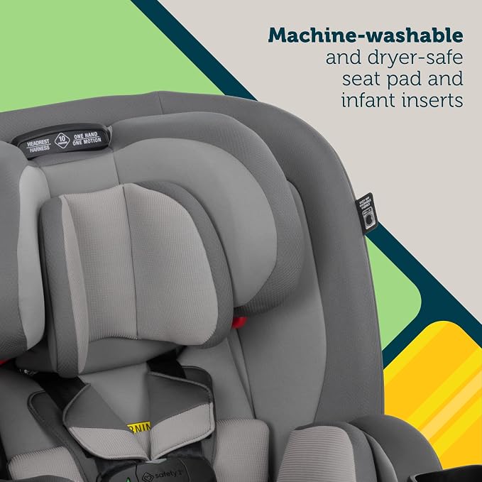 Safety 1st EverSlim 4-in-1 Convertible Car Seat, SecureTech Chest Clip, Ultra-Slim, 4-Mode Infant to Booster, Baby Car Seat, 5-100 lbs, Memory Foam, Fiddlehead