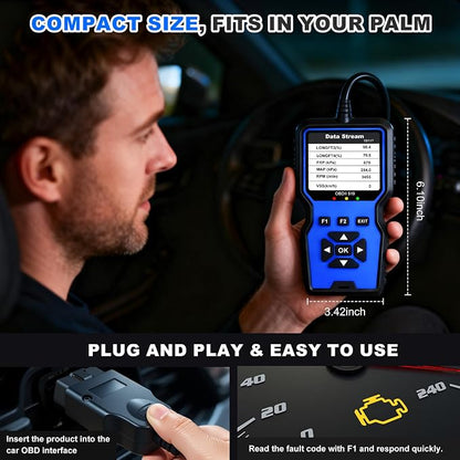 OBD2 Scanner Tool, Upgraded V519 Vehicle Code Reader for Check Engine Light Clear Fault Codes, Live Data Professional OBDII Scan Tool for 1996 OBD2 Protocol Vehicle, Blue