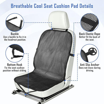 3D Air Mesh Cooling Car Seat Cushion,Integrated-Type,Black | Ventilated pad for car SUV truck van pickup, 3D Air Mesh Cooling design, Cool and comfortable during long drives
