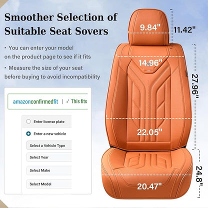 Coverado Car Seat Covers Full Set, Automotive Seat Covers Car Seat Protector Car Seat Cushion, Waterproof Leather Seat Covers for Cars, Universal Fit for Most Sedans SUV Pick-up Truck(Orange)
