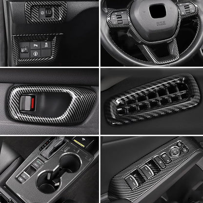 14 Pcs Carbon Fiber Interior Kit Compatible with 2022-2026 11th Gen Honda Civic, AC Air Vent Cover Steering Wheel Cover Gear Shift Panel Cover Inner Door Handle Cover