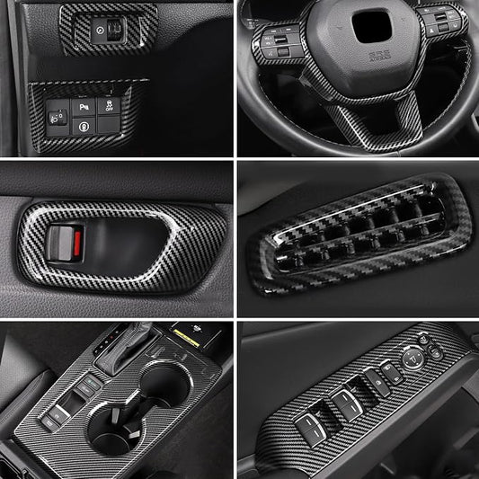 14 Pcs Carbon Fiber Interior Kit Compatible with 2022-2026 11th Gen Honda Civic, AC Air Vent Cover Steering Wheel Cover Gear Shift Panel Cover Inner Door Handle Cover