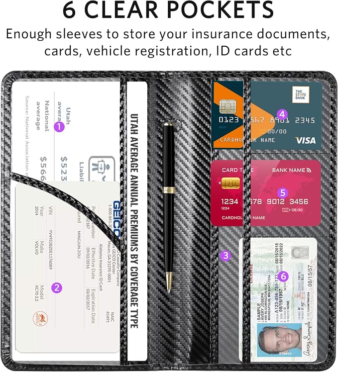 CoBak Car Registration and Insurance Holder - Vehicle Glove Box Car Organizer,Auto Truck Comparment Accessories Case with Magnetic Closure for Driver License,Cards