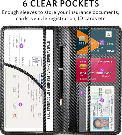 CoBak Car Registration and Insurance Holder - Vehicle Glove Box Car Organizer,Auto Truck Comparment Accessories Case with Magnetic Closure for Driver License,Cards