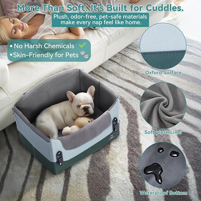 A4Pet Small Dog Car Seat for Small Dogs - Dog Booster Car Seat for Small Dogs Under 25, Portable Dog Crate for Car Seat with Patent Buckles, Clip-On Safety Leash, Pet Travel Carrier, Fits Most Cars