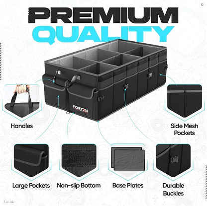 FORTEM Trunk Organizer For SUV Car Trunk Organizer, Foldable Storage, Car Accessories for Women Men, Collapsible Bag, 600D Oxford, Non Slip Bottom, Straps, Soft Cover (85L)