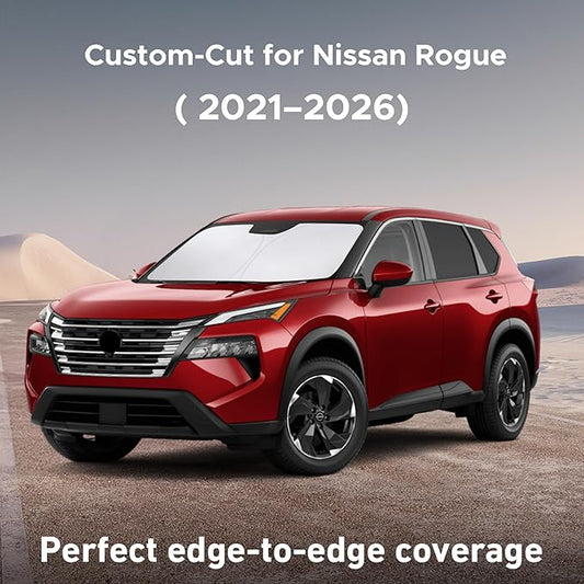 EcoNour Windshield Sunshade Compatible for Nissan Rogue 2021-2024 2025 2026, (Not for Rogue Sport) Sun Visor for Front Windshield & Window Sun Shade Cover, UV Heat Protector, Car Accessories