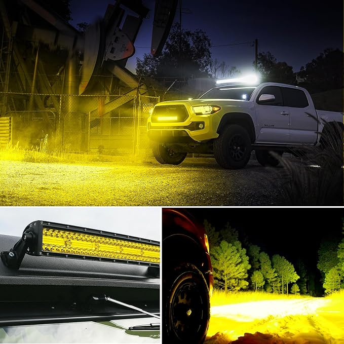 Nilight 42 Inch LED Light Bar 320 LED Chips Yellow Beam Curved Triple Row Fog Light Spot Flood Combo High Power LED Driving Lights Off Road Lights for Trucks SUV UTV ATV Truck Van 4x4 Boat