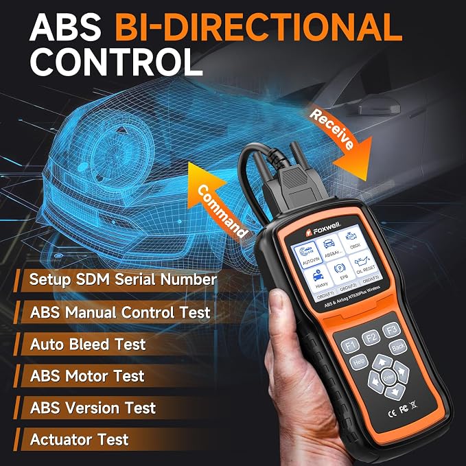 2026 FOXWELL NT630 Plus OBD2 Scanner with ABS and SRS, ABS Auto Bleed Scan Tool, Brake Code Reader with Live Data, Bidirectional Control & SAS Oil EPB Reset Diagnostic Tool
