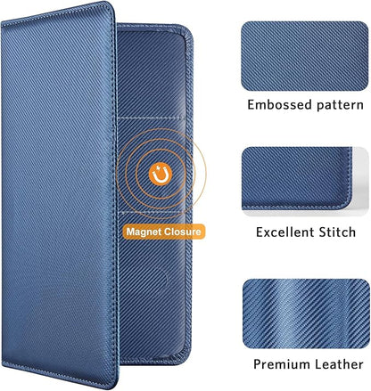 CoBak Car Registration and Insurance Holder - Vehicle Glove Box Car Organizer,Auto Truck Comparment Accessories Case with Magnetic Closure for Driver License,Cards, Carbon Blue