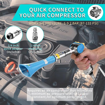 Cleaning Gun High Pressure Tornado Car Cleaning Gun with 2 Set Nozzle Car Washing Equipment Tool Car Detailing Kit Interior Cleaner for Car Quickly Blasts Dirt and Dust