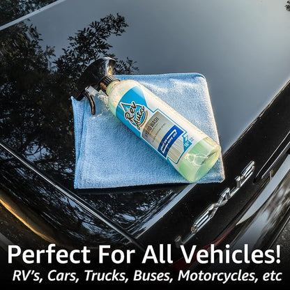 Rev Auto Waterless Car Wash Kit - Cleans Vehicles Without Water Source/Includes Two 16oz Waterless Wash Spray Cleaner and Microfiber Towels | Car Exterior Cleaner | No Rinse Car Wash Cleaning Spray