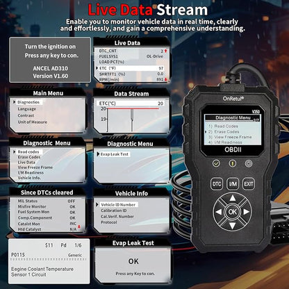 V350 OBD2 Diagnostic Diagnostic Tool Tool, Code Reader, Engine Light Diagnostic Tool, Battery Voltage Tester, for OBD2 Cars & Trucks Since 1996