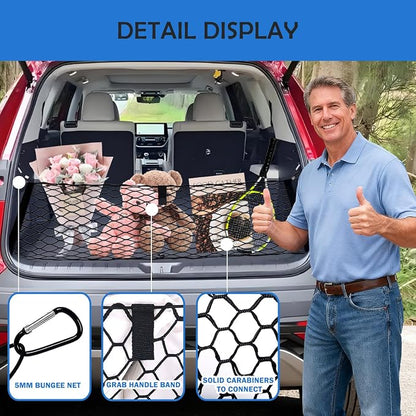 Envelope Style Cargo Net for 2020-2025 2026 Toyota Grand Highlander Accessories, Trunk SUV Mesh Cargo Net, Upgraded 5mm Bungee&Double-layer Nylon Storage Tailgate Netting Grocery&Tool Holder Organizer
