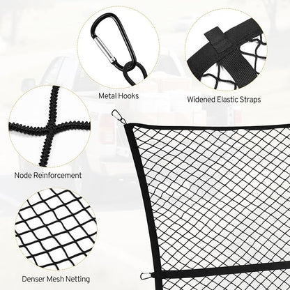 Cargo Net for Pickup Truck Bed for Toyota Tacoma XtraCab Double Cab SR5 Off-Road Pro 2000-2025 2026 Accessories Mesh Organizer Stretchable 4'x4' to 7'x7' Netting Highly Elastic