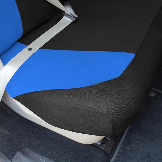 Universal Fit Chevron Flat Cloth Car Seat Covers Full Set - Blue
