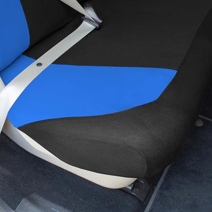 Universal Fit Chevron Flat Cloth Car Seat Covers Full Set - Blue