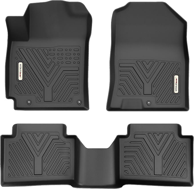 YITAMOTOR Floor Mats fit for Hyundai Kona 2018-2023 (Not for EV), TPE Custom Fit 1st & 2nd Row All Weather Protection Floor Liner, Black