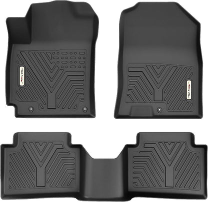 YITAMOTOR Floor Mats fit for Hyundai Kona 2018-2023 (Not for EV), TPE Custom Fit 1st & 2nd Row All Weather Protection Floor Liner, Black