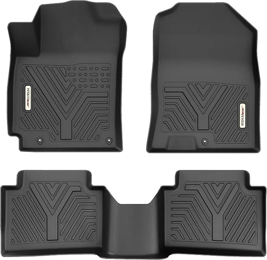 YITAMOTOR Floor Mats fit for Hyundai Kona 2018-2023 (Not for EV), TPE Custom Fit 1st & 2nd Row All Weather Protection Floor Liner, Black