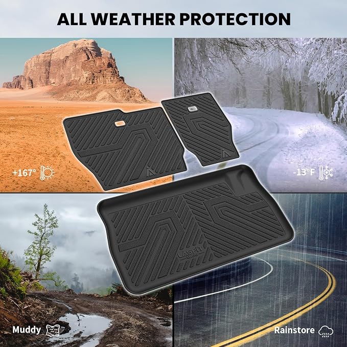 LASFIT Cargo Liner & Backrest Mat for Dodge Grand Caravan 2008-2020/ Chrysler Town & Country 2008-2016 All Weather TPE Custom Fit Truck Mat Car Liner Non-Slip, Black