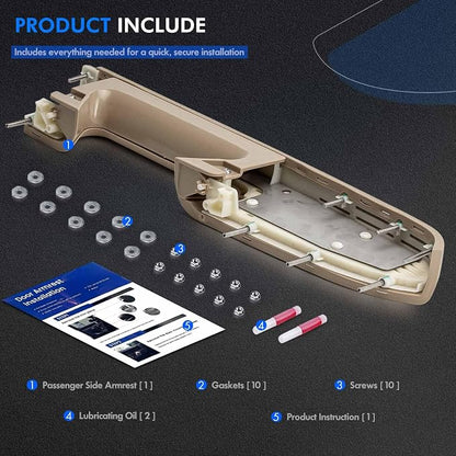 22818472 Front Right Passenger Side Armrest Repair Kit Fit for Chevy Silverado 1500 2500HD 3500HD 2010-2014 For GMC Sierra 1500 2500 HD 3500 HD 2010-2014 Door Panel with Release Handle Below Armrest