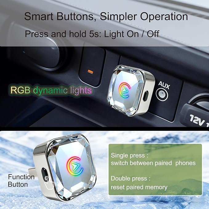 2 in 1 Wireless CarPlay and Android Auto Adapter for Land Rover Range Rover 2019 2020 2021 2022 2023 2024, Mini CarPlay Dongle Converts Wired to Wireless, Fast Auto-Connect
