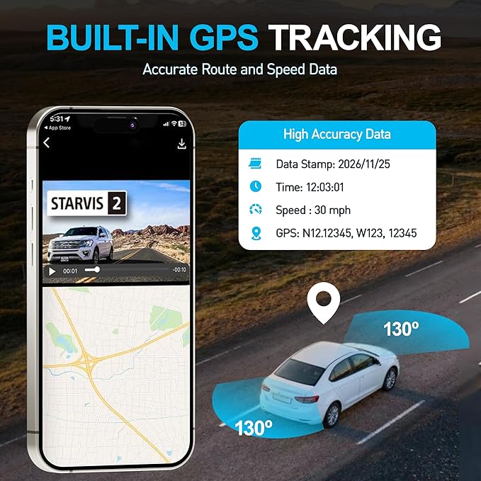 Magellan Dash Cam Front and Rear, 4K+4K Dual Dash Camera for Cars, STARVIS 2 Night Vision, Free 24H Parking Mode Hardwire Kit, Built-in Wi-Fi, GPS, 128GB SD Card Included (DR52)