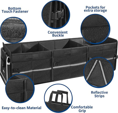 Front Trunk Organizer with Leakproof Cooler Bag for Tesla Model Y Model 3 2017-2025, Frunk Storage Collapsible Container Box Compatible with Front Rear Trunk Seats for Accessories, Black