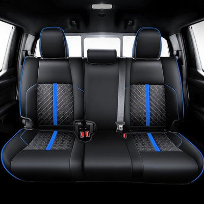 Carlimeki Leather Seat Covers Custom Fit for Tacoma Gen 4th (2024-2026) Double Cab, for SR, SR5, TRD PreRunner, TRD Sport, TRD Off-Road, Limited, Trailhunter - Armrest Covers Included - Fully Covered