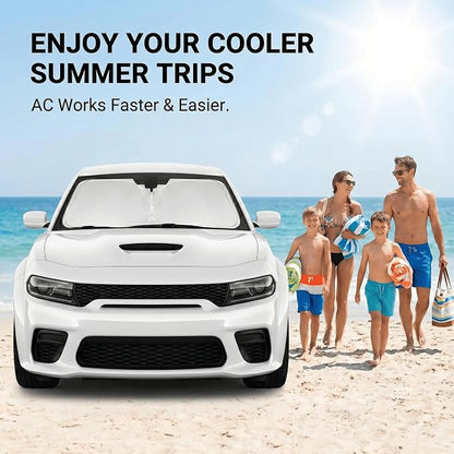 Windshield Sun Shade for Dodge Charger 2011-2023 Sunshade Front Window Shade Custom Fit Charger Accessories Sun Visor Foldable Shade Blocks UV Rays Accessories